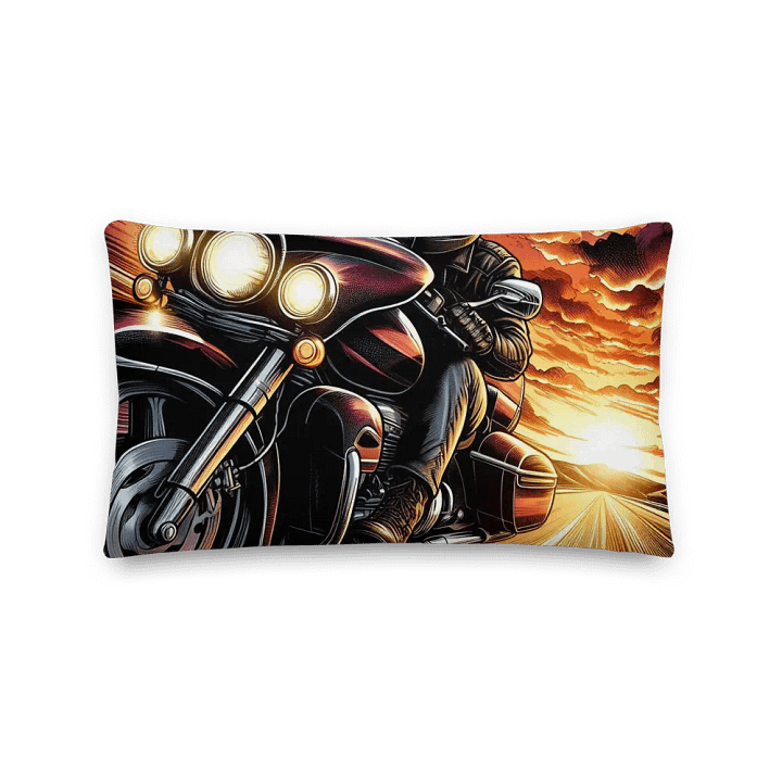 Ride into the Sunset Premium Pillow | | Ai Design Roads never end product image (2)