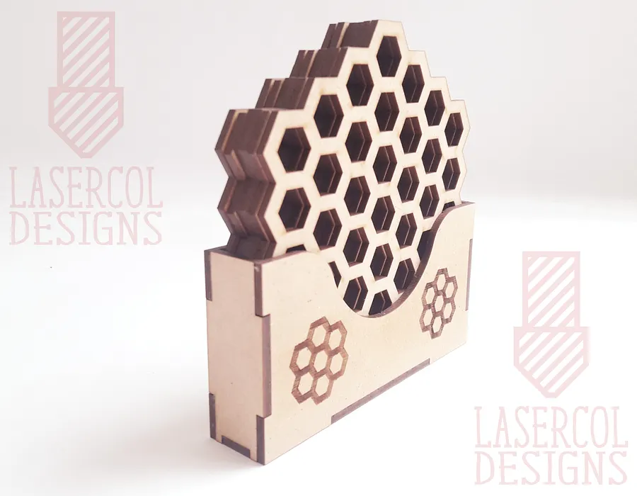 Honeycomb Coasters (6) Set 3 - Laser Cut Files product image (4)