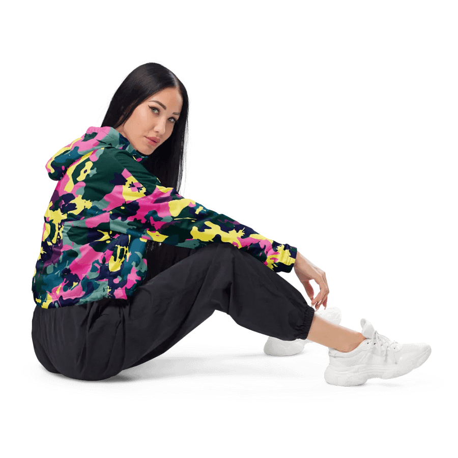 Colorful Camo Girl Crop Hoodie Windbreaker product image (5)