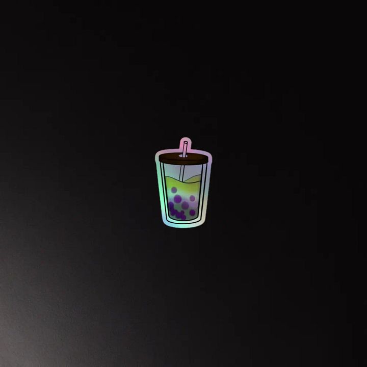 Boba Tea Non-binary Pride Holographic Sticker Sheet product image (1)