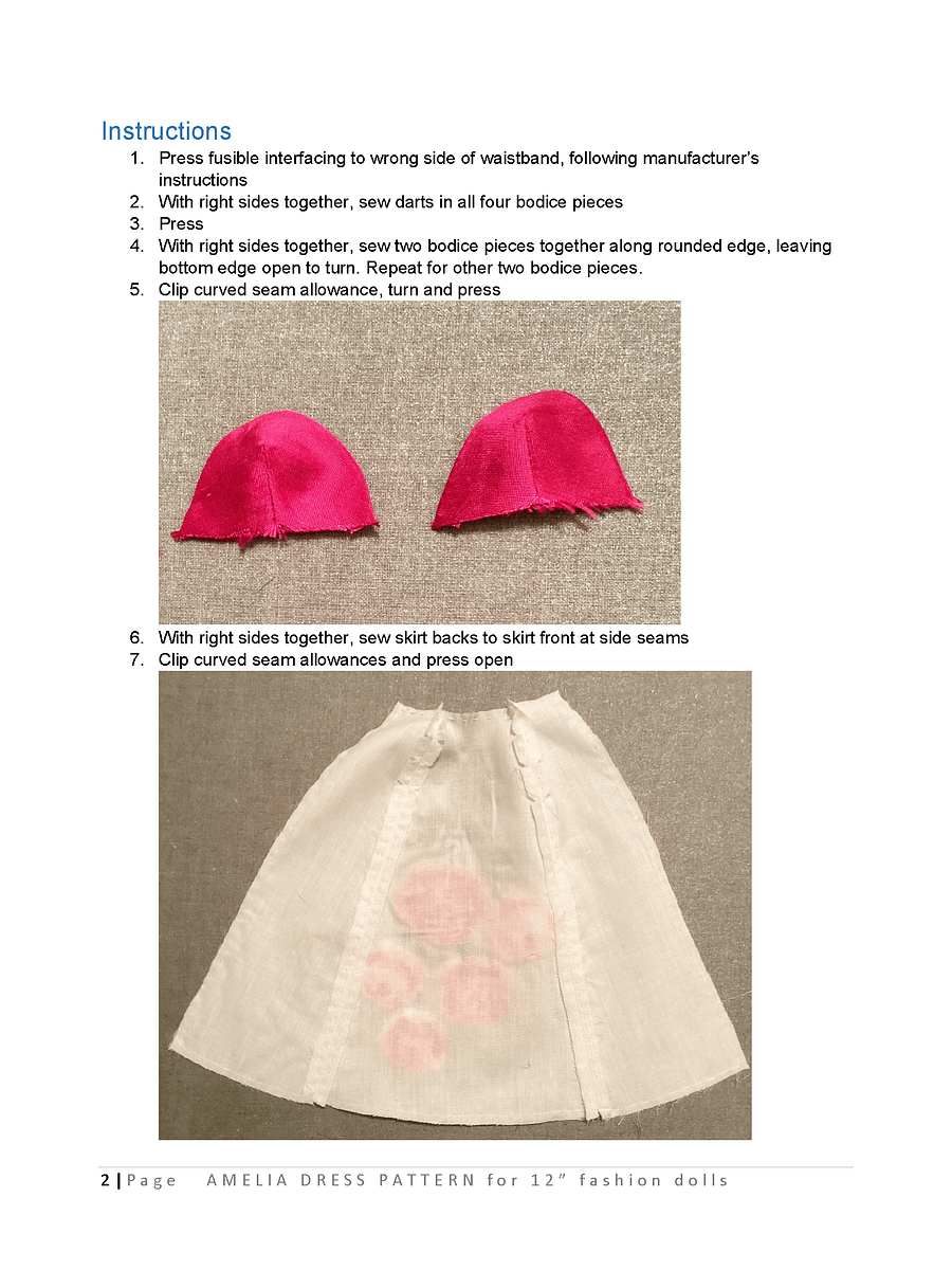 Amelia sewing pattern for 12" fashion dolls product image (3)