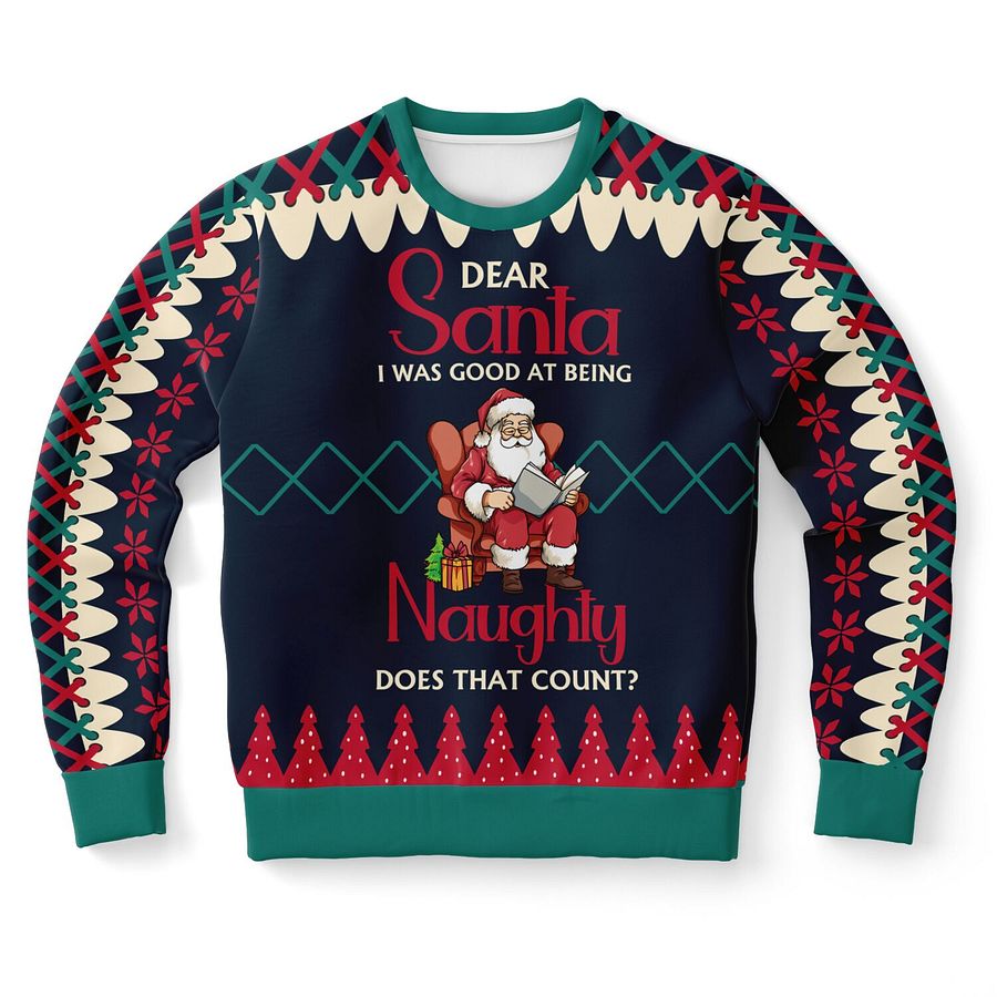 "Dear Santa I Was Good at Being Naughty" Santa Ugly Christmas Sweater | Funny Holiday Party Sweatshirt | Adult Christmas Outfit product image (9)