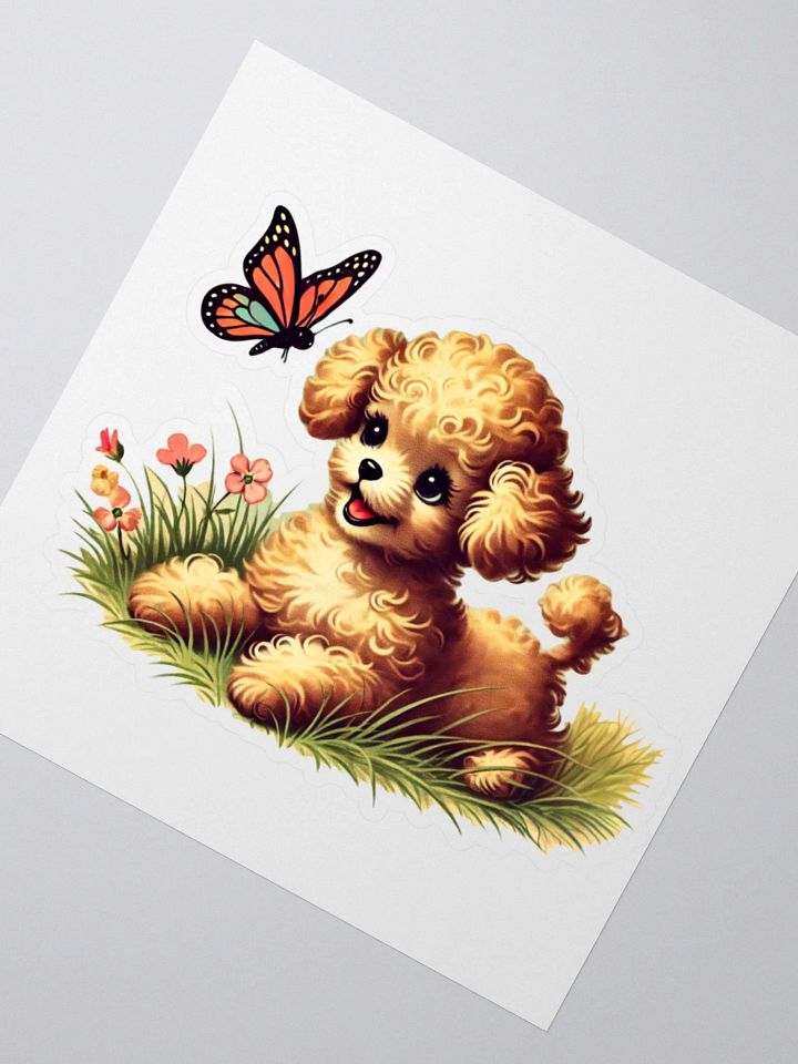 Joyful Poodle and Butterfly Retro Style Stickers product image (6)
