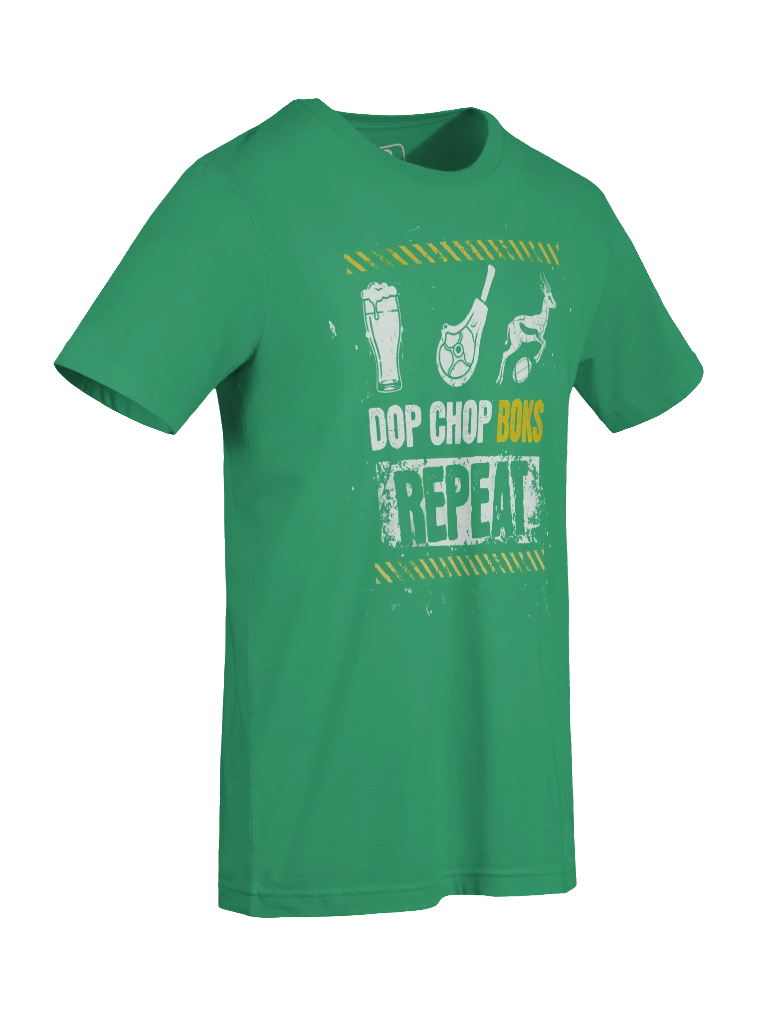 Plain Gedagtes | “DOP, CHOP, BOKS, REPEAT” Springbok Fan T-Shirt | Saffa Expat Gift & Afrikaans Slang Apparel product image (8)