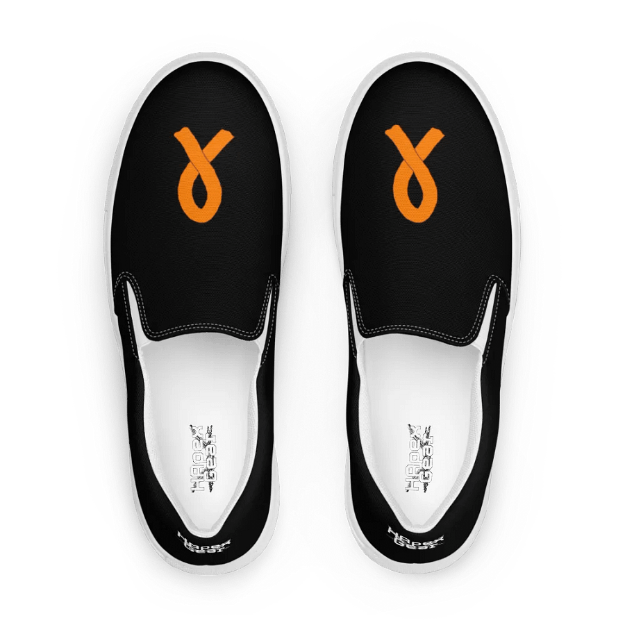 White HApex Gear White Logo Cancer Awareness Orange Ribbon. Black Men's Slip-On Canvas Shoes product image (3)