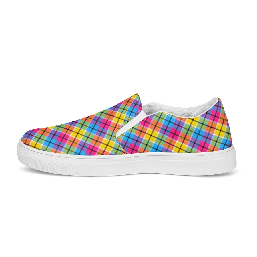 Hot Pink, Turquoise, and Yellow Plaid Women's Slip-On Shoes product image (6)