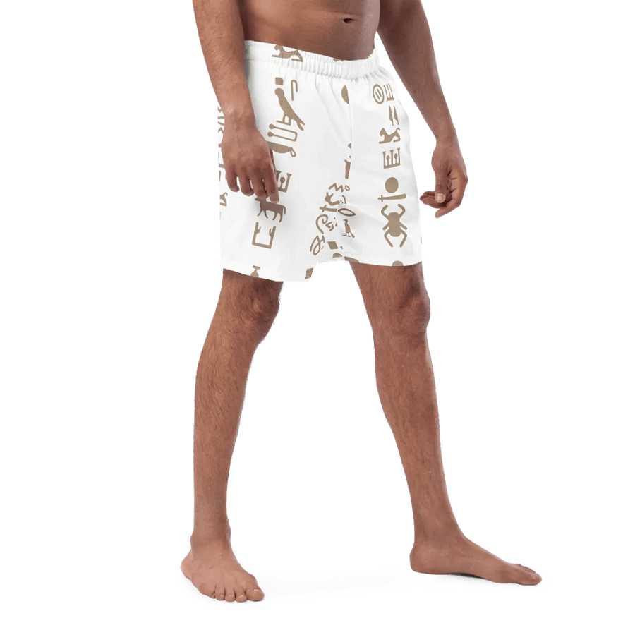 Isis White Hieroglyphs All-Over Swim Trunks product image (3)