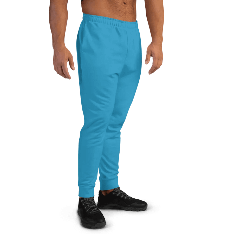Plain Medium Blue Light Summer Recycled Polyester Premium Men's Joggers by Treasure Pie product image (3)
