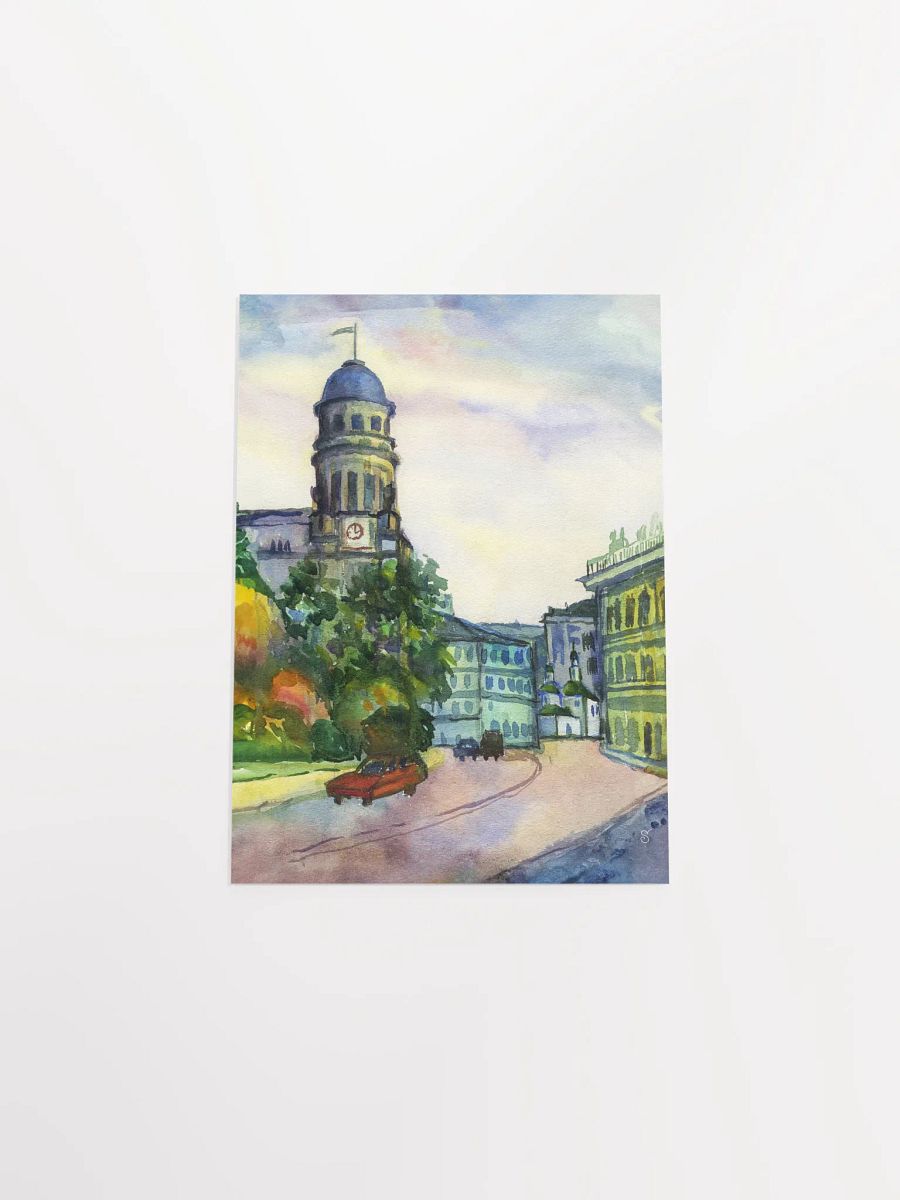 Serene Urban Tower Watercolor Poster - Cityscape product image (7)