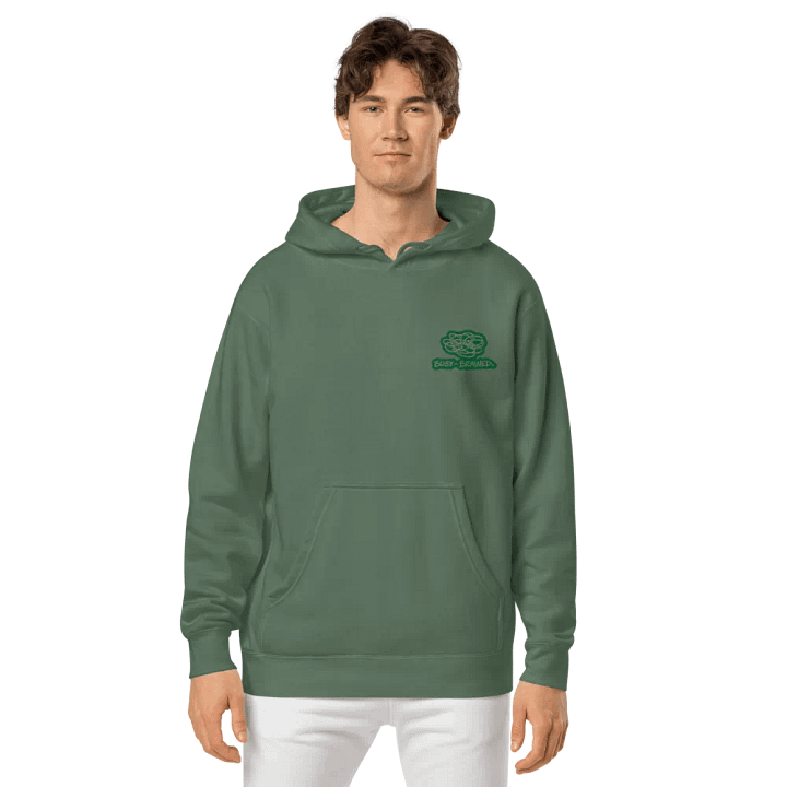 BUSY-BRAINED (L.C. moss design) embroidered pigment hoodie product image (2)