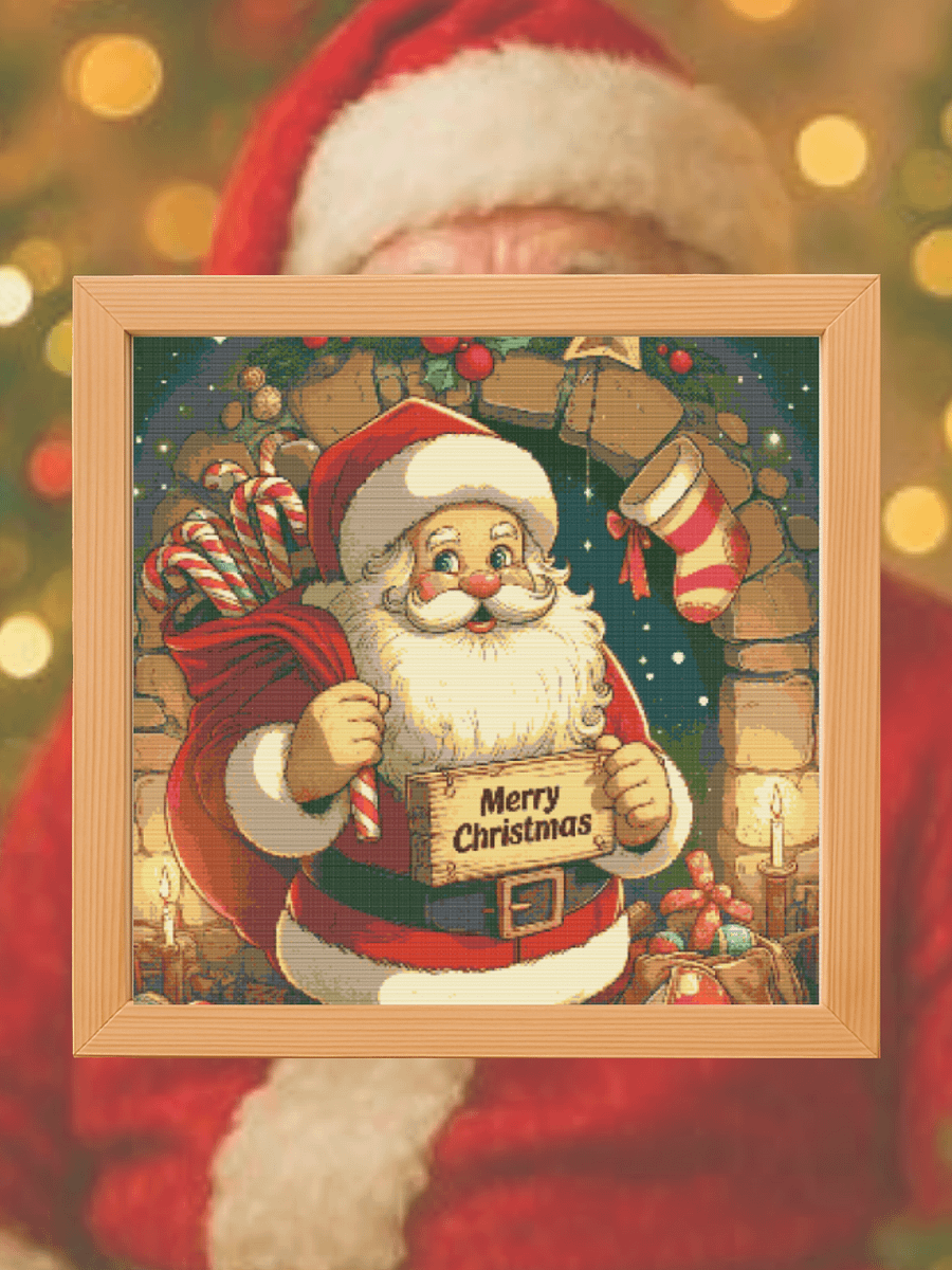 Merry Christmas Santa Claus Cross Stitch Pattern product image (1)