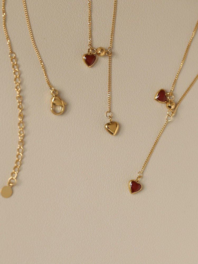 Wine red love tassel Necklace | 18K Gold Plated. product image (9)