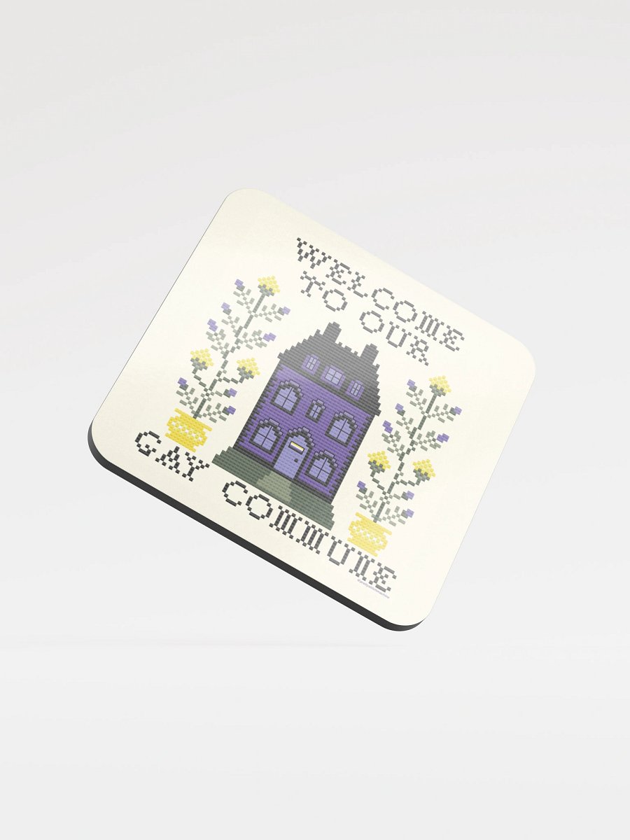Welcome to Our Gay Commune Coaster - Nonbinary Flag product image (1)