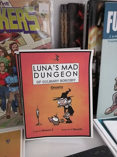 Stopped by my fave comic store, @crossovercomics today where you can get my little cook zine, Luna's Mad Dungeon of Culinary ...