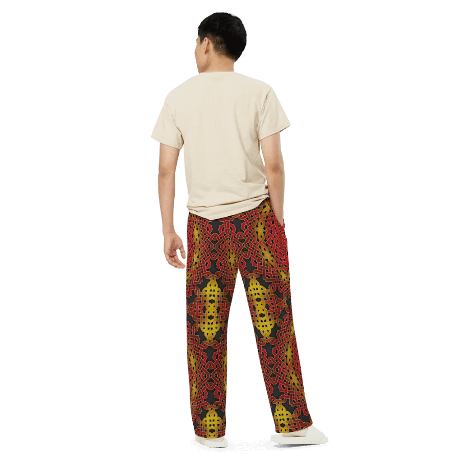 Orange and Gold Celtic Knot Kaleidoscope Wideleg Pants product image (10)