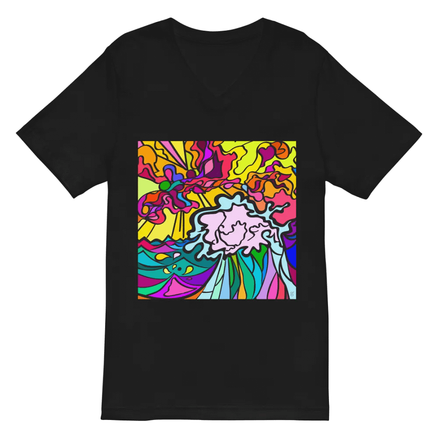 Vibrant Swirls V-Neck Tee - Wave at Sunset product image (3)