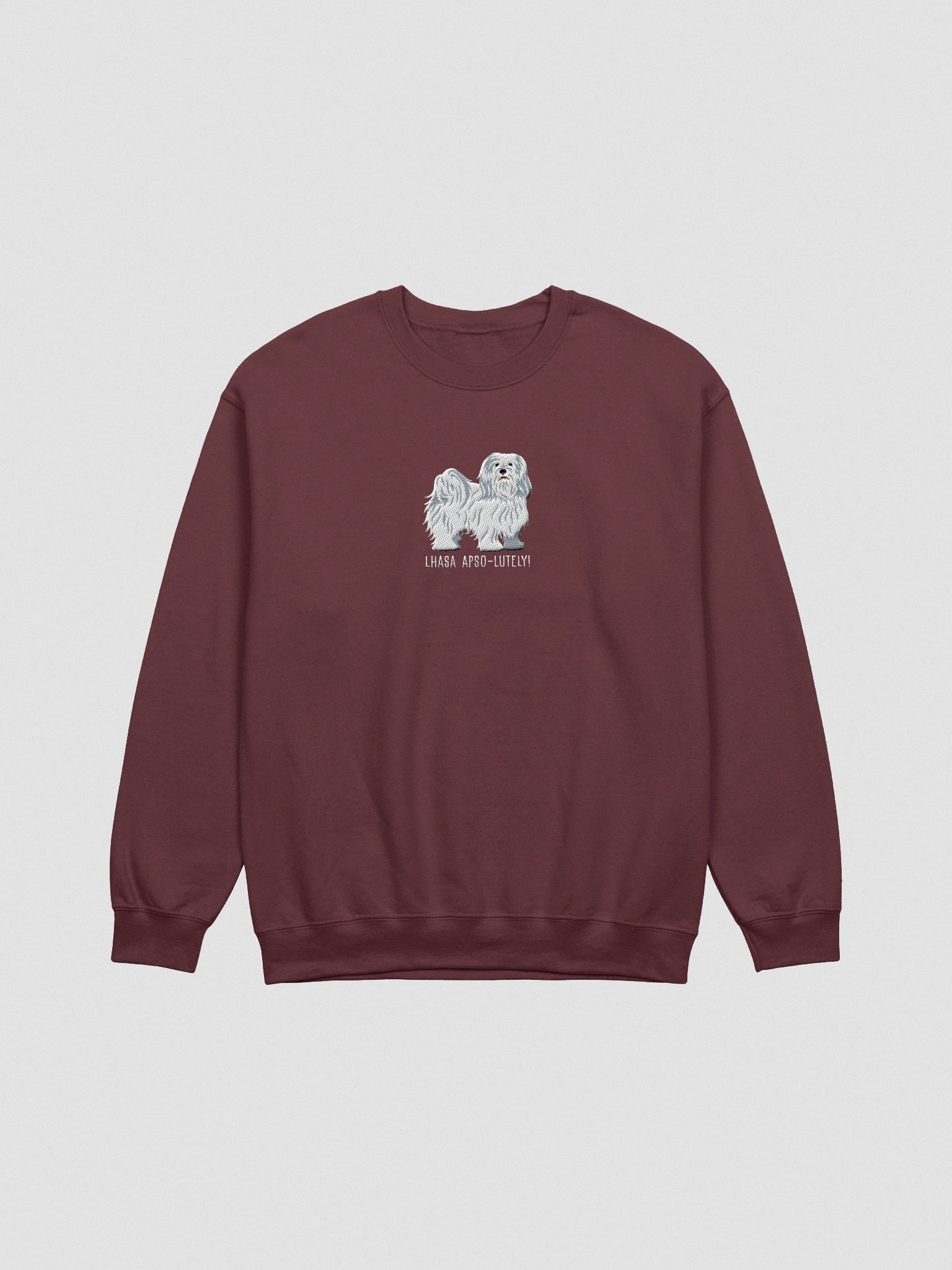 Lhasa Apso-lutely Sweatshirt (Embroidered) of a Lhasa Apso(White) product image (4)