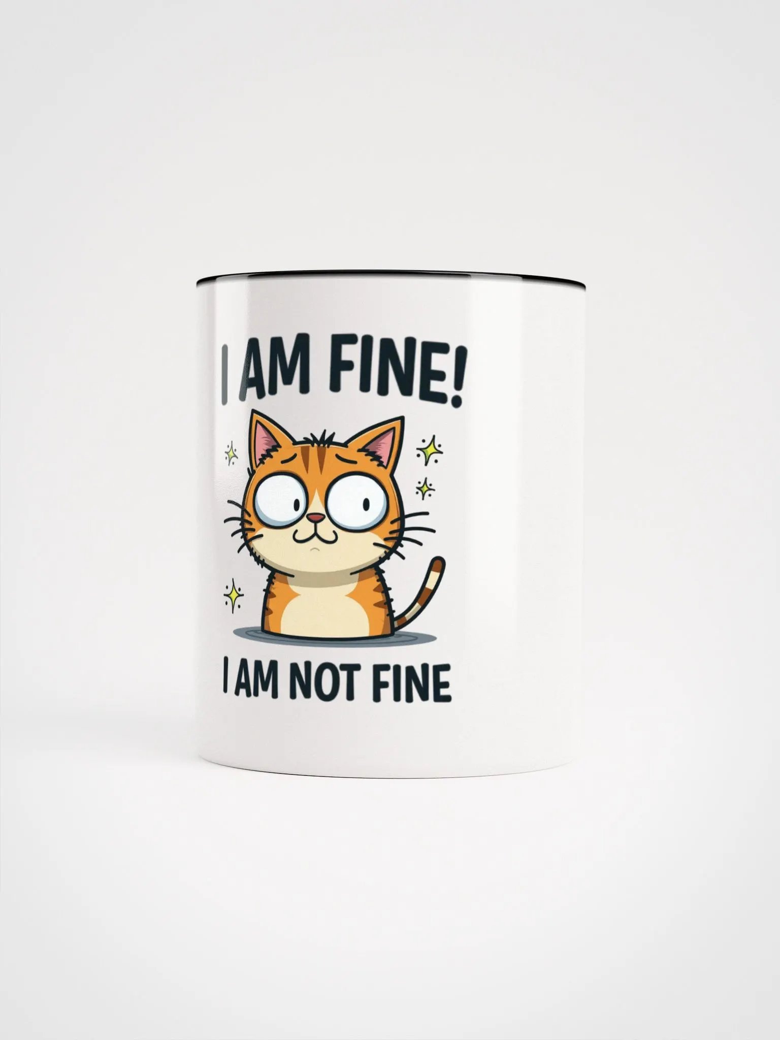 Anxious Cat 'I AM FINE!' Color Inside Mug product image (58)