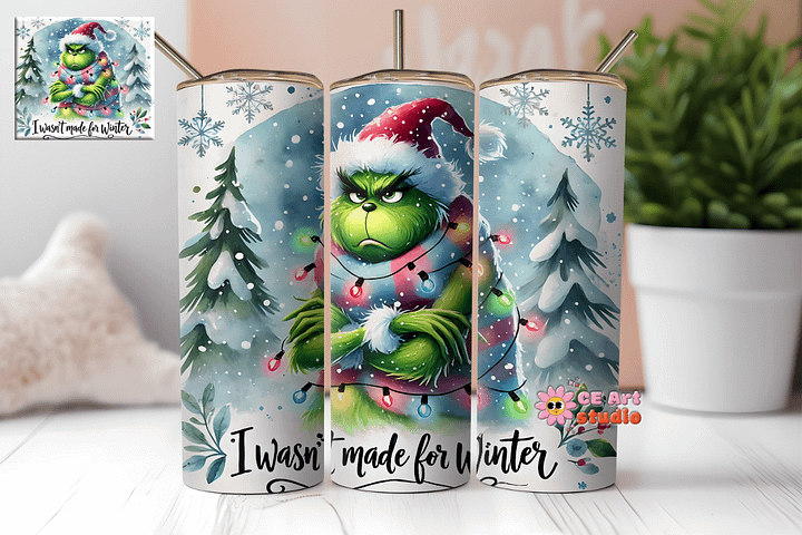 Grinch Christmas Tumbler Wrap PNG product image (1)