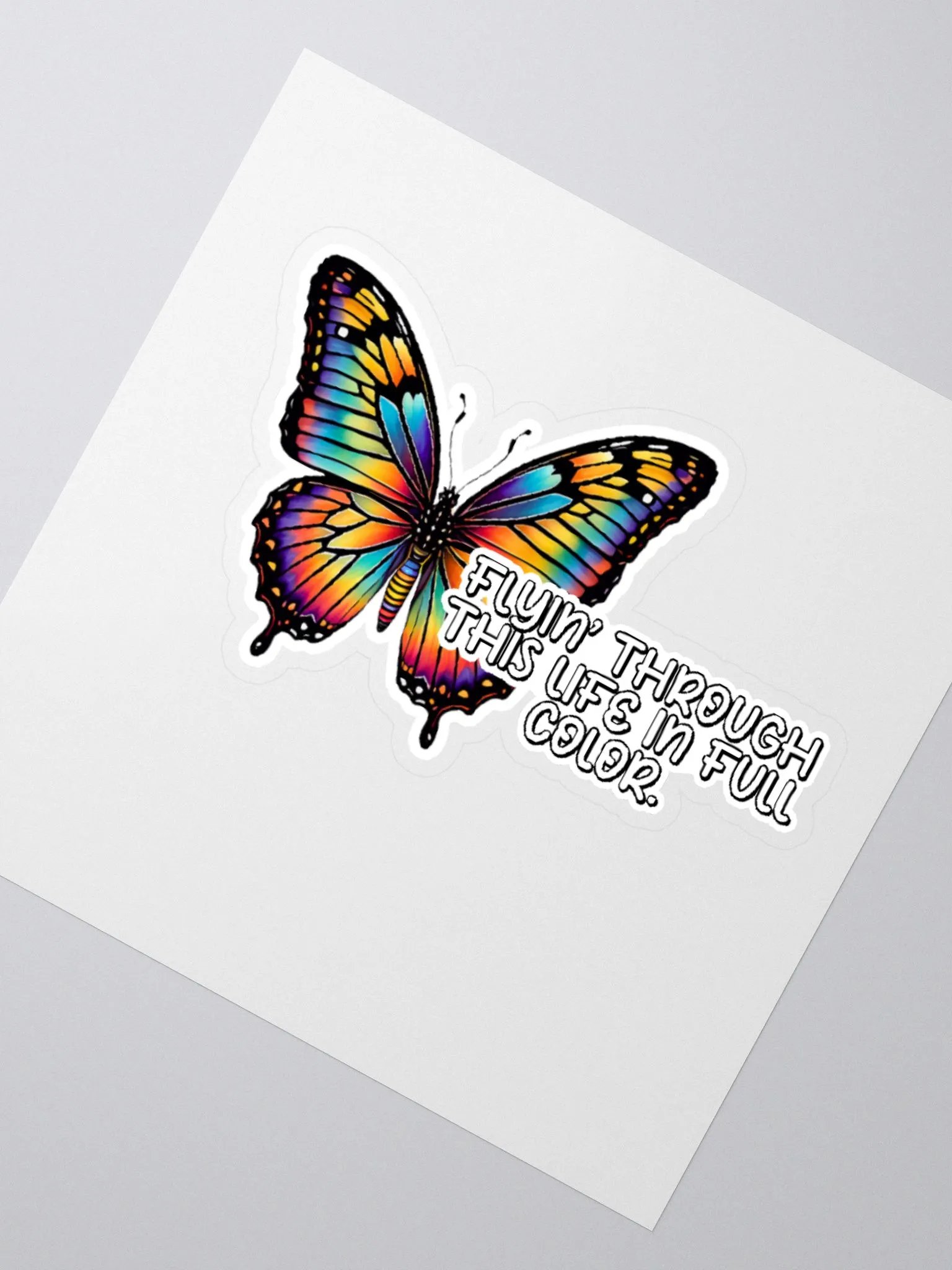 Flyin' Through This Life In Full Color Sticker-LGBTQIA+ Sticker-Rainbow Sticker-Butterfly Sticker product image (4)