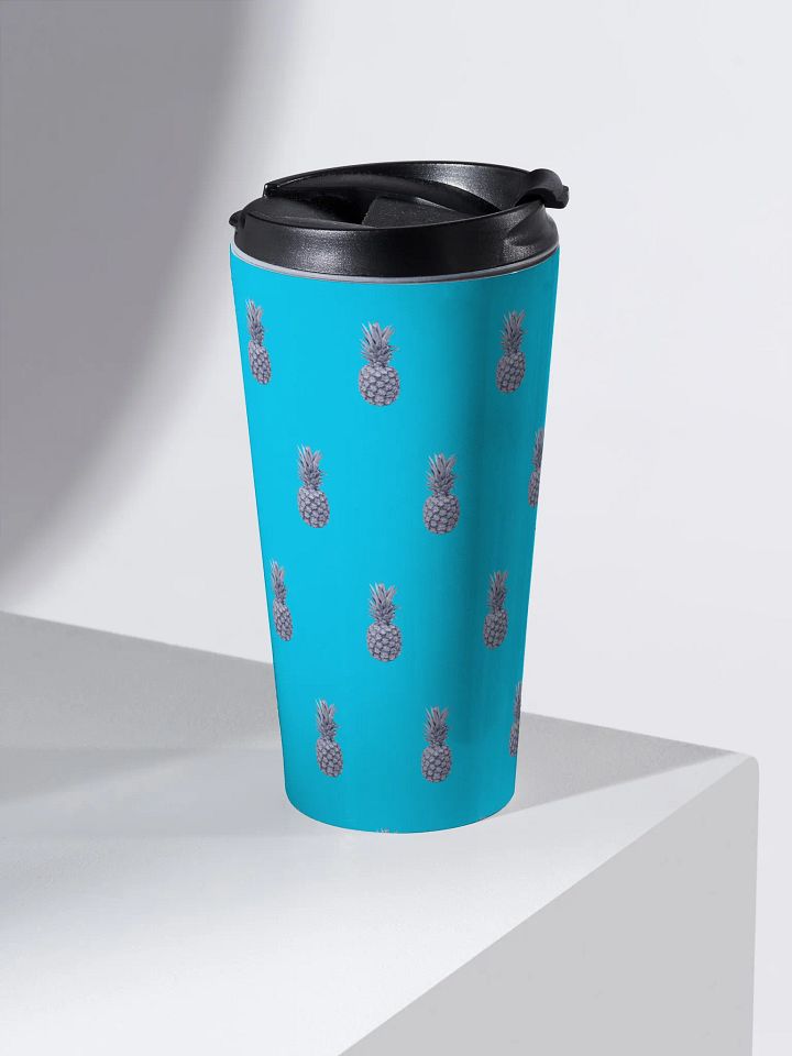 Cyan Monochrome Pineapple Stainless Steel Small Travel Mug product image (2)