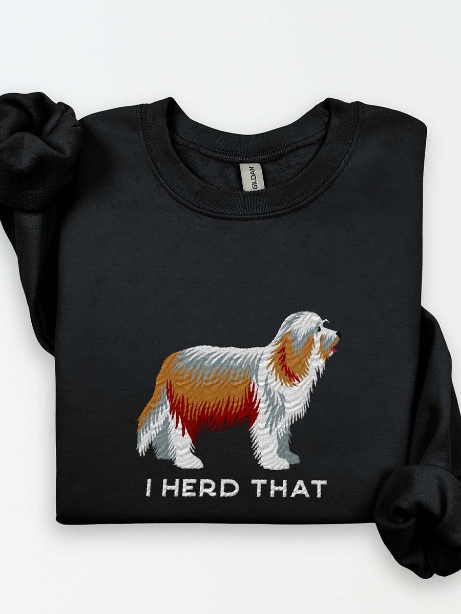 I Herd That Sweatshirt (Embroidered) of a Bearded Collie(Tan & White) product image (1)