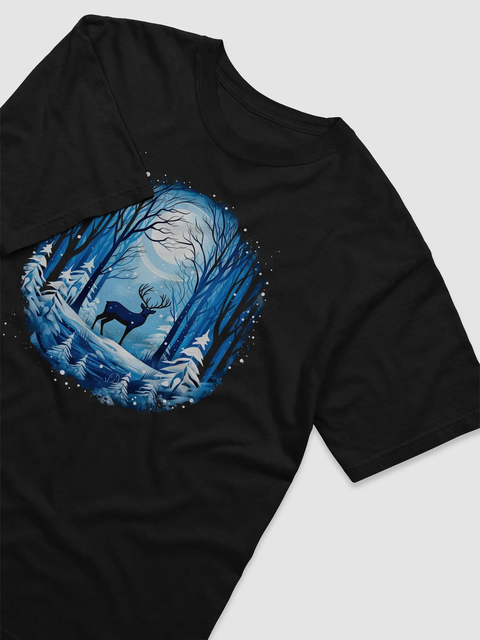 Majestic Deer In Winter Wonderland Forest T-shirt product image (3)