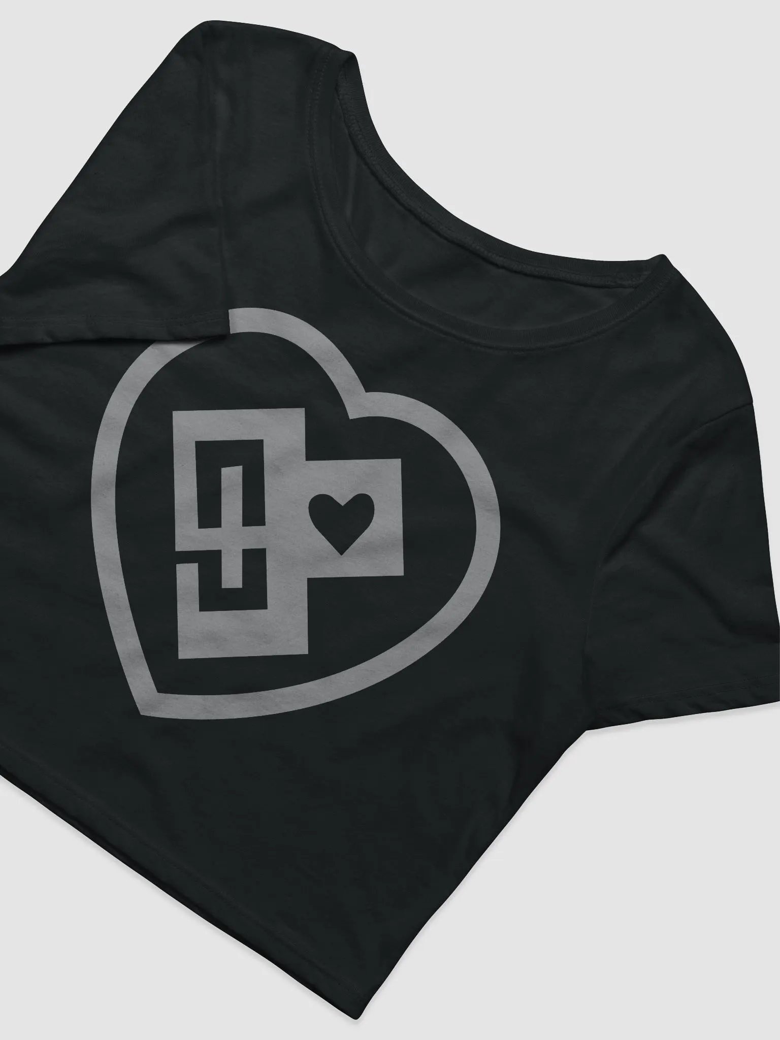OptimusProcrastinus HeartChip in Heart Cropped T-Shirt (Grey) product image (8)