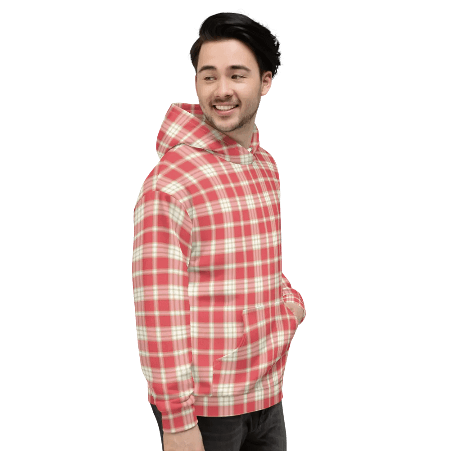 Coral Pink Plaid Hoodie product image (5)