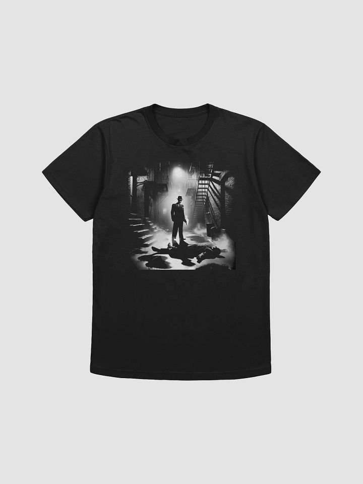 Noir Mystery: Detective in Shadowy Alley (Front Print Mens Tee) product image (1)