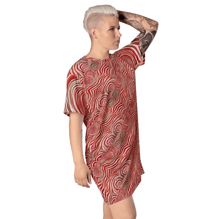 Funky Red Liquid Tie-Dye Explosion T-shirt Dress product image (2)