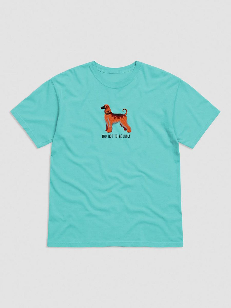 Too Hot To Houndle T-Shirt(Embroidered) of an Afghan Hound(Red) product image (17)
