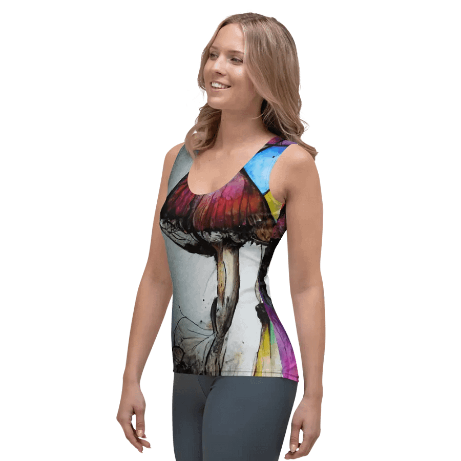Stained Glass Mushroom All-Over Print Tank Top product image (3)