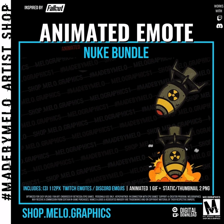 Nuke Boom - Animated Twitch Emote/Discord Emoji Bundle 3pk | #MadeByMELO product image (1)