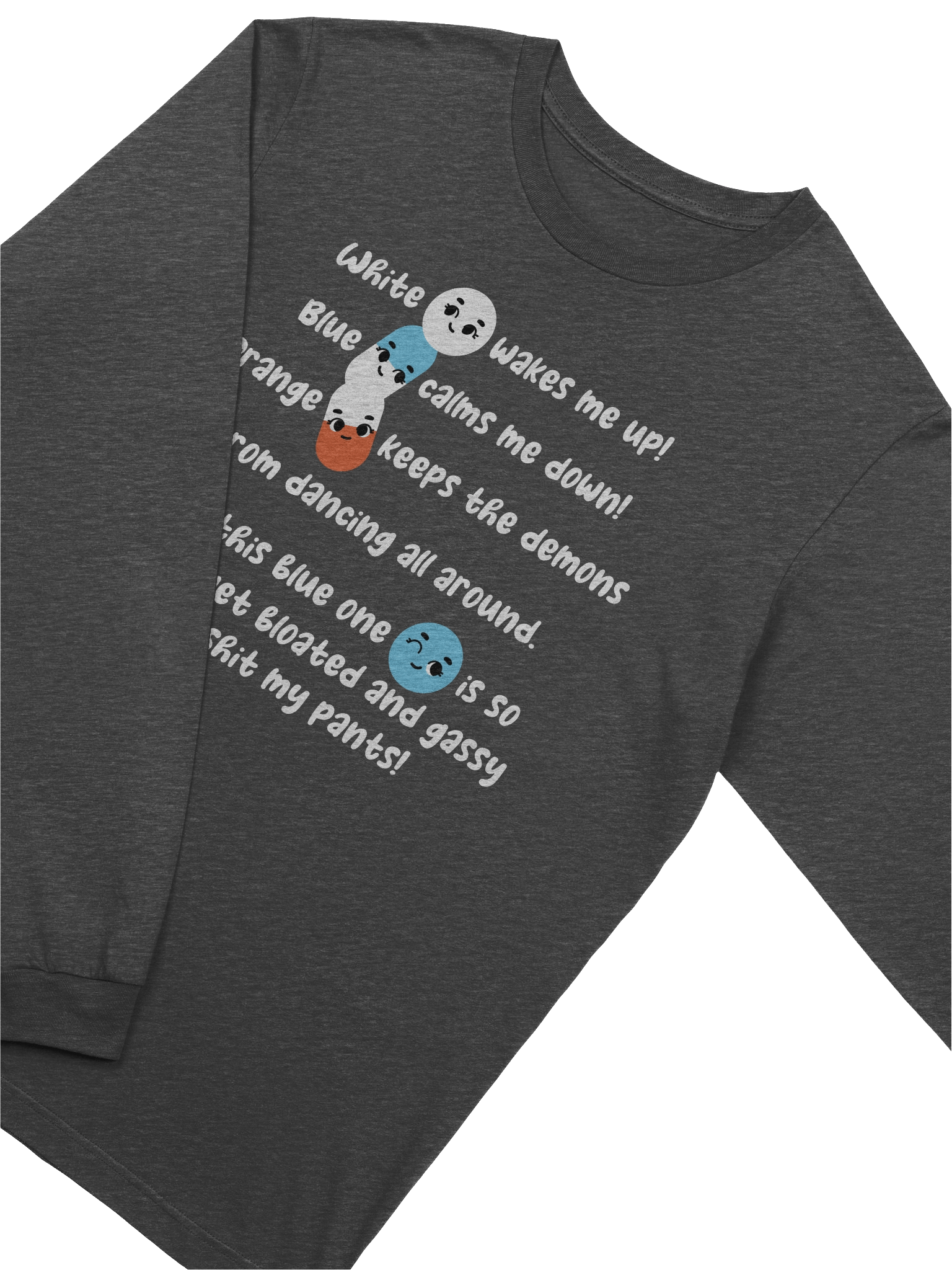 White wakes me up, blue calms me down… Long Sleeve Tee product image (3)