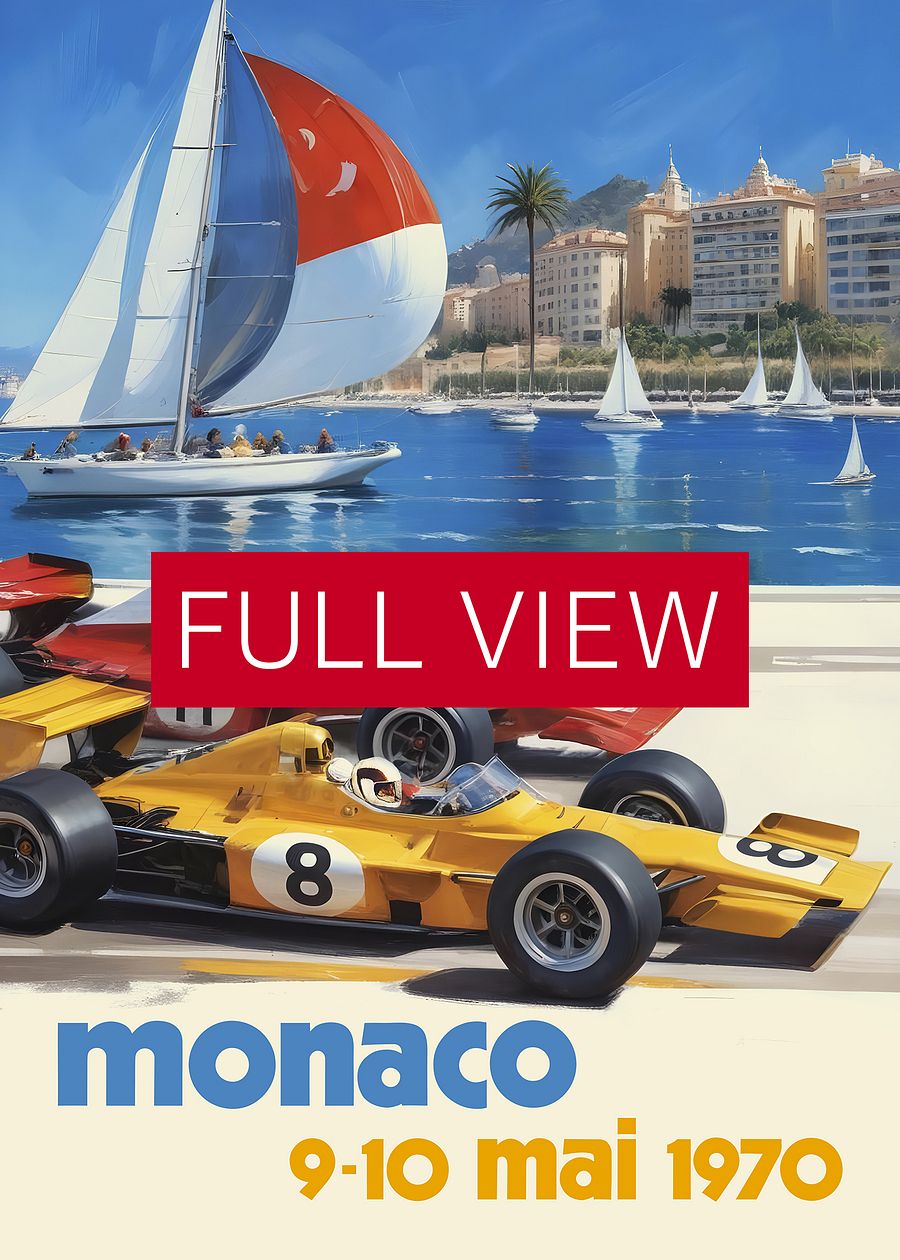 Monaco Grand Prix 1970 Poster — Vintage F1 Racing Wall Art, Retro Motorsport Print product image (3)