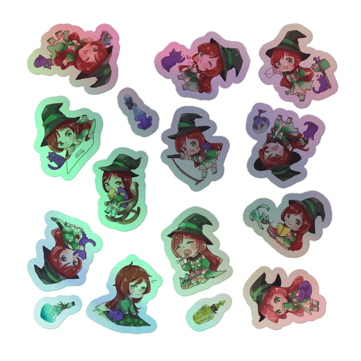 HOLO Chibi Cath Sticker Sheet product image (1)