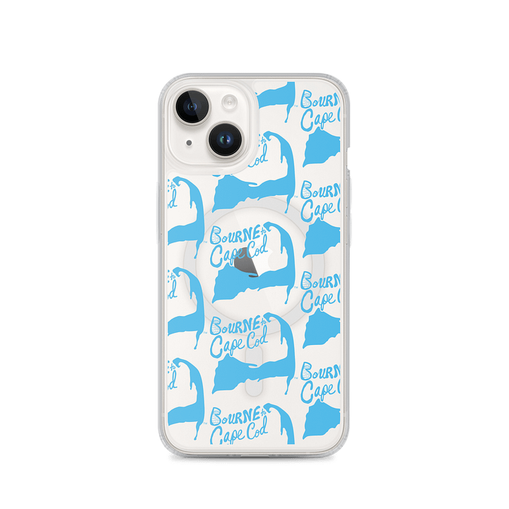 BOURNE to Cape Cod™ | MagSafe® Clear iPhone® Case | Coastal Cool Protection & Style | Deep Sky Blue Repeat Logo product image (1)