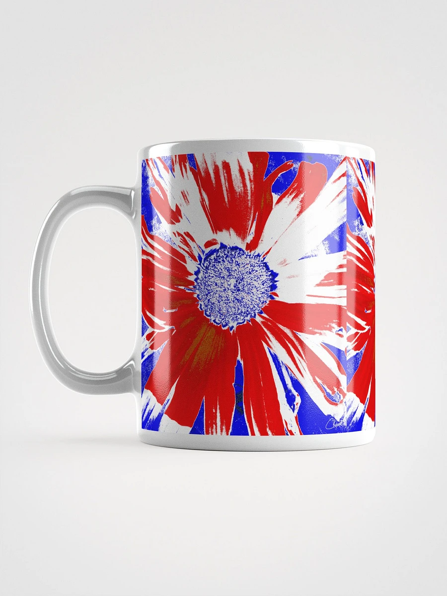 Navy, Red and White Daisy on Navy Abstract Background White Mug product image (6)