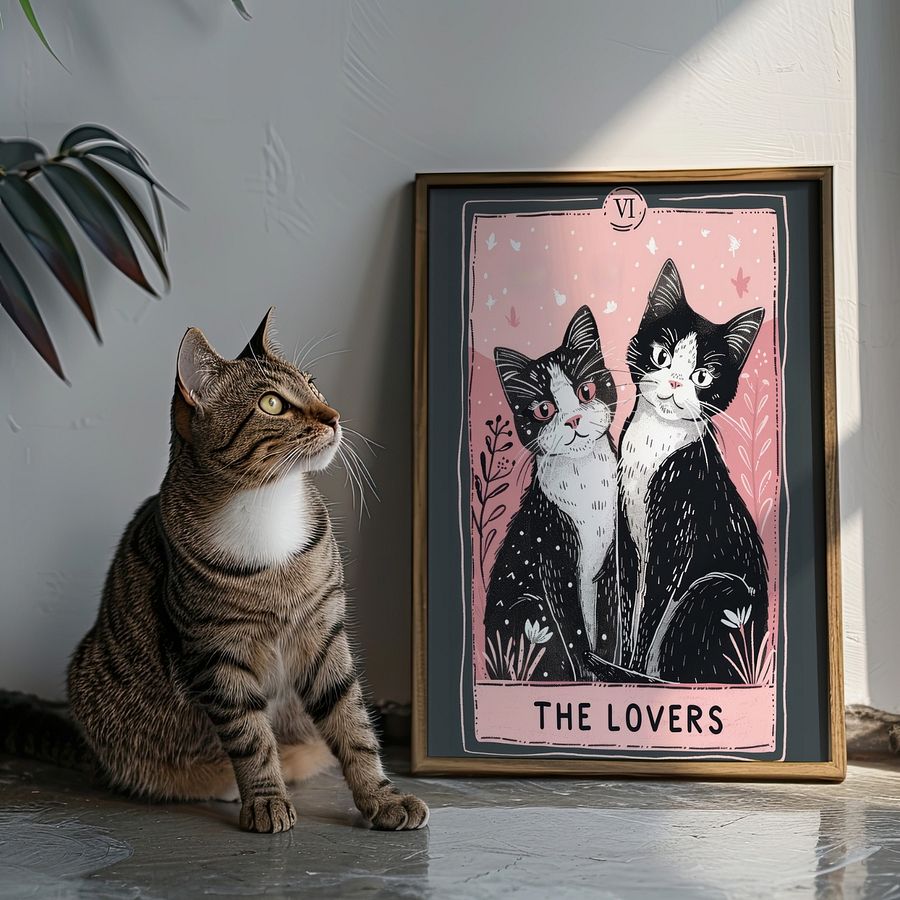 The Lovers Tarot Card Feline Art Print product image (7)