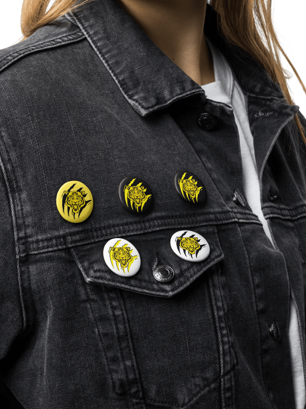 Juego de botones y pins de tigre rugiente product image (2)