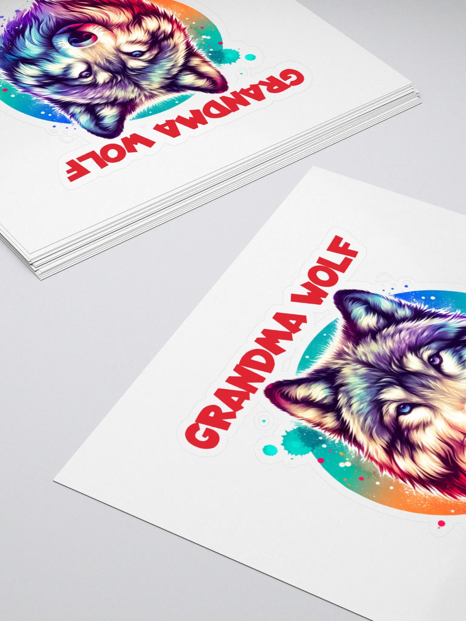 Vibrant Grandma Wolf Kiss Cut Stickers product image (4)