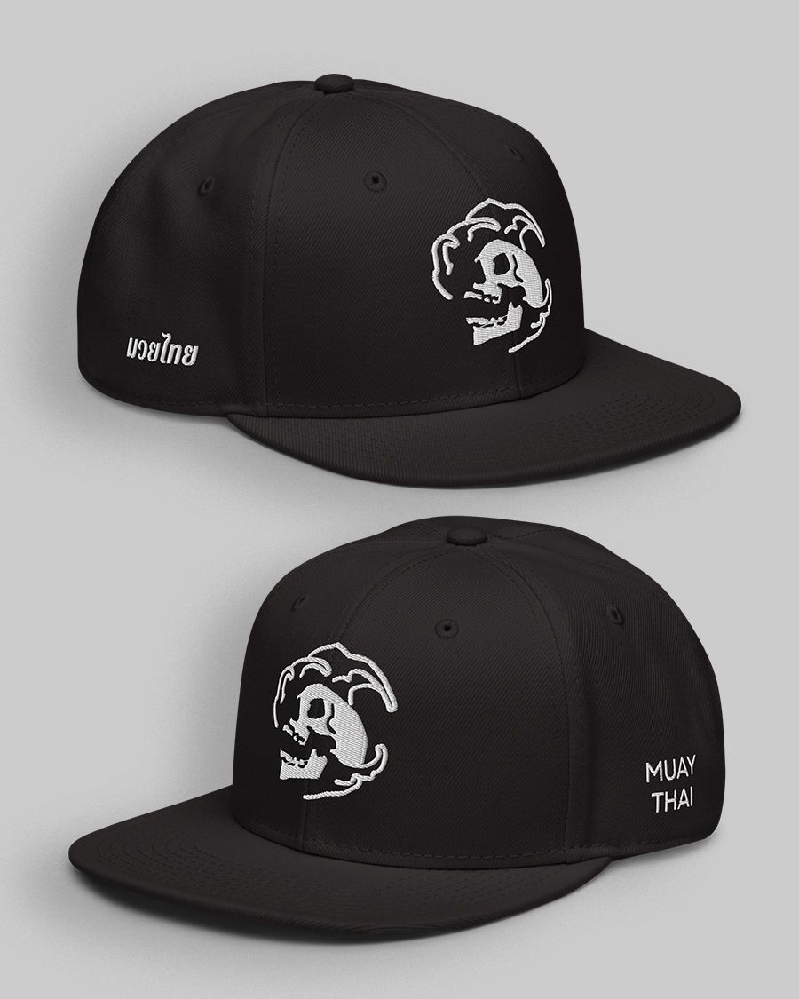 Muay Thai Skull Embroidered Snapback | Black product image (1)