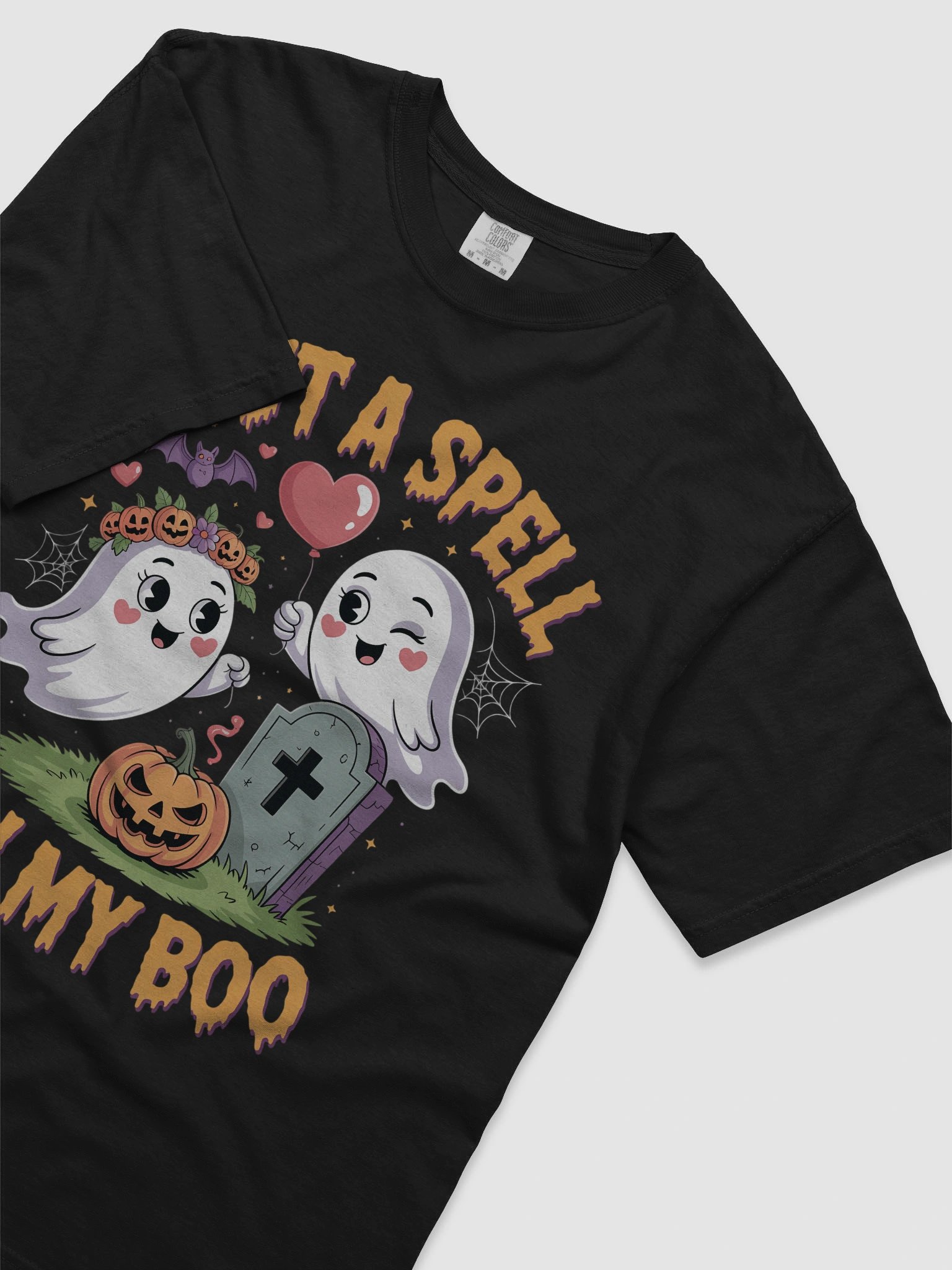 I Put A Spell On My Boo Funny Halloween Couple's T-Shirt | Spooky Cute Ghost & Pumpkin Tee product image (5)