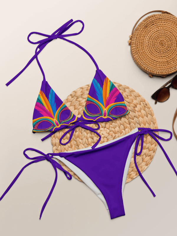 Purple Low Rise Cheeky String Bikini, Mardi Gras Top product image (1)