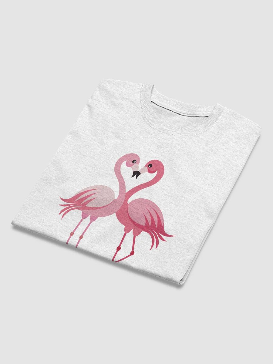 Flamingo Love Bird T-Shirt, Cute Happy Tee for Gen Z, Unisex T Shirt Short Sleeve, Flamingo Lover Gift, Heart Shape Design, Flamingo Apparel product image (3)
