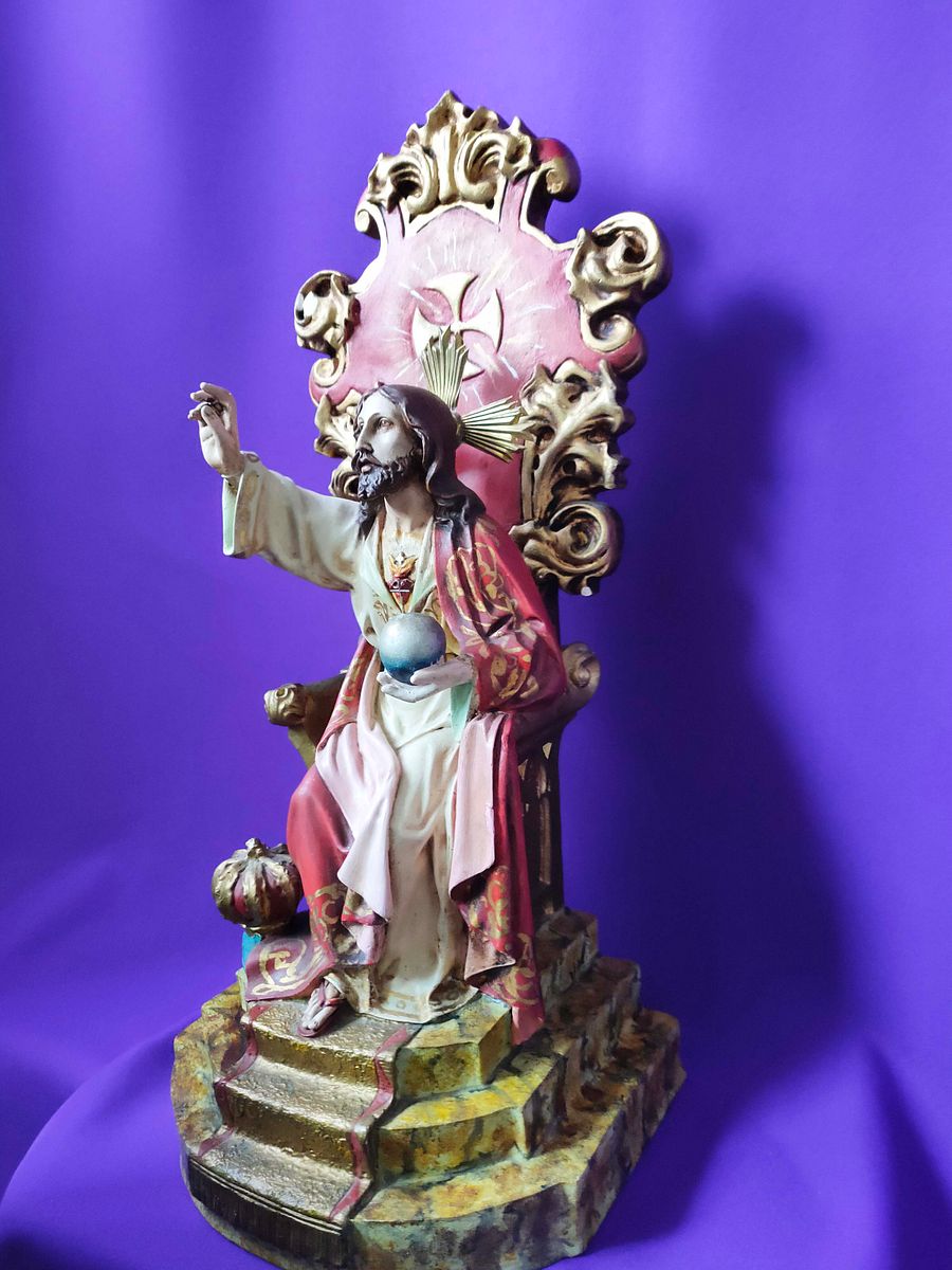 Sagrado Coração de Jesus arte Deco, Estátua Jesus Cristo Sentado, presente família, estátua religiosa product image (11)