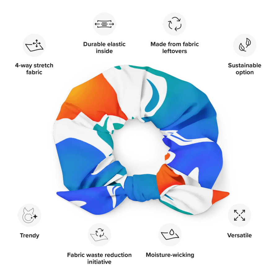Blue, Orange and white Abstract Art All-Over Print Scrunchie product image (3)