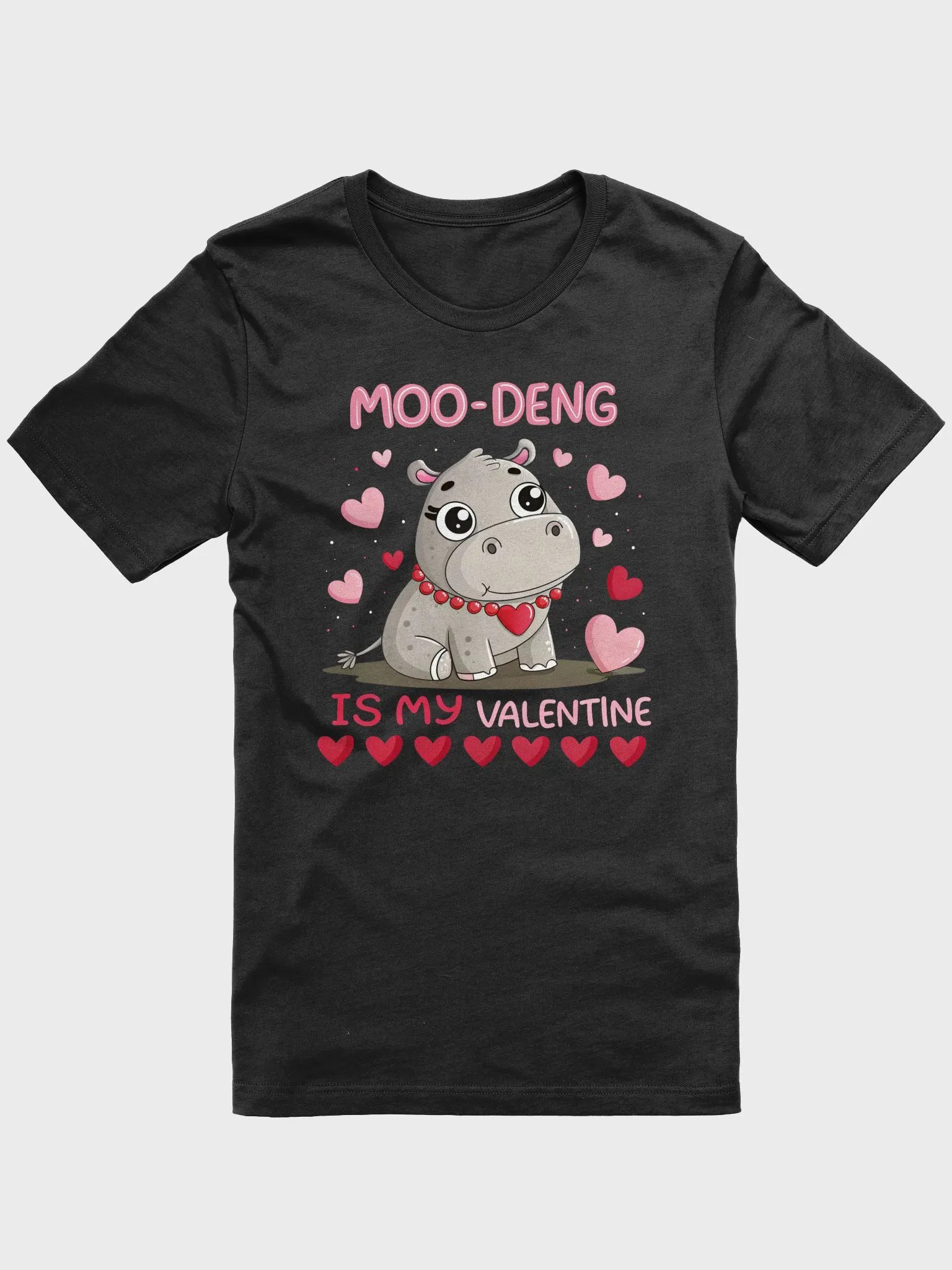 Cow Lover Valentine's Day Unisex Heavy Cotton Tee, Moo-Deng Is My Valentine, Cow Print Shirt, Farm Animal Lover Gift, Funny product image (1)