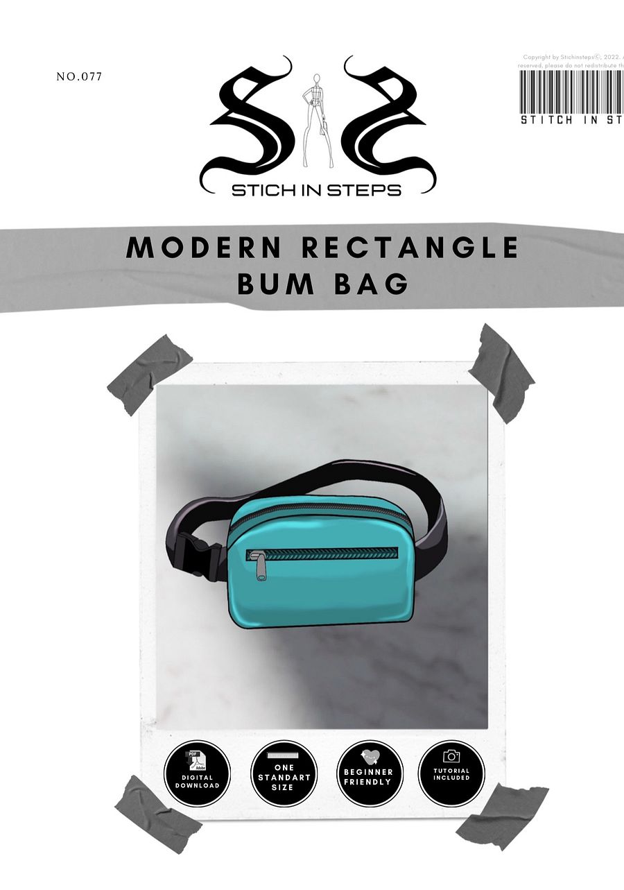 Modern rectangle shape Waist Bag - Sewing Pattern product image (1)